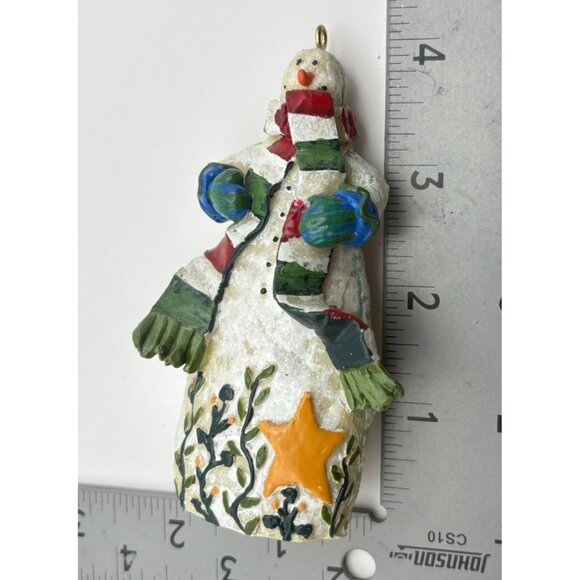 Vintage Snowman Christmas Tree Ornament With Scarf & Star Rustic - Picture 3 of 7